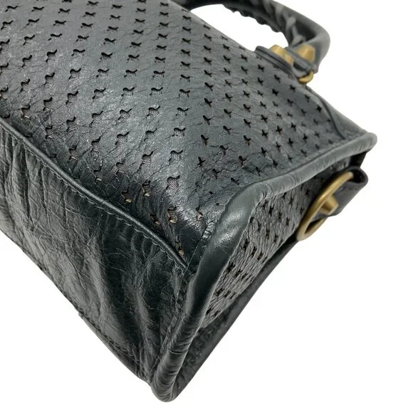 Balenciaga Grey Perforated Leather Mini City Bag - Picture 6 of 10